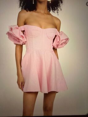 Bardot Light Pink Off-Shoulder Fit & Flare Dress